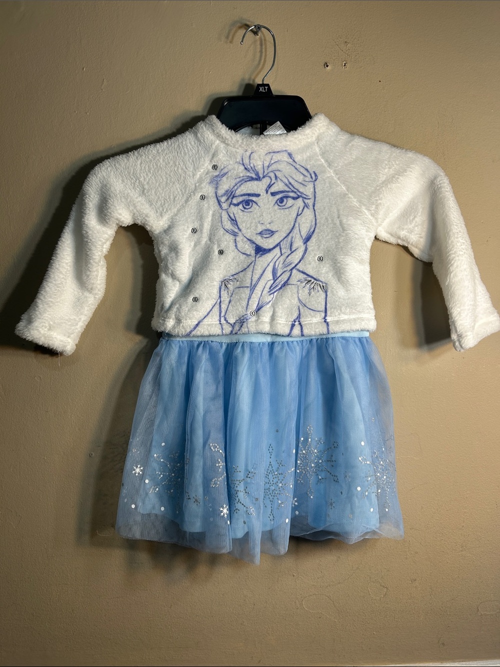 Girls Disney Frozen Two White & Light Blue Elsa Tulle Dress 4T.